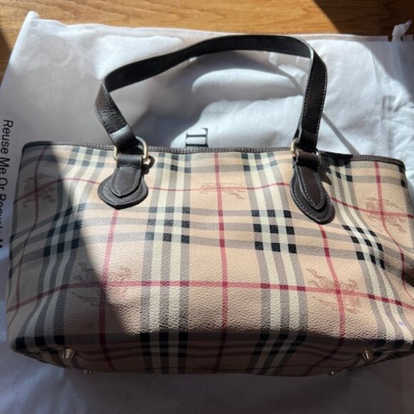 Authentic BURBERRY HAYMARKET CHECK TOTE - shoulder bag *vintage* - Picture 1 of 7
